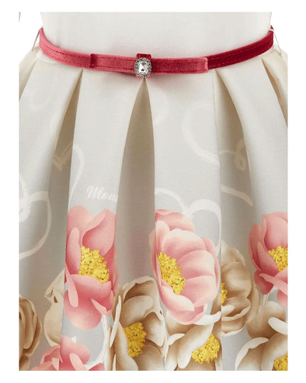 Kids Atelier-Monnalisa-White Floral Print Dress