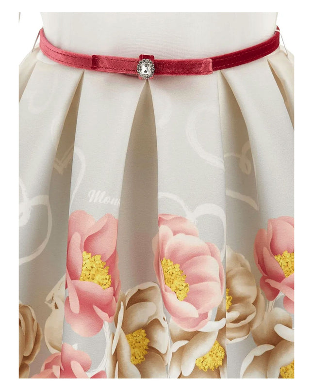 Kids Atelier-Monnalisa-White Floral Print Dress