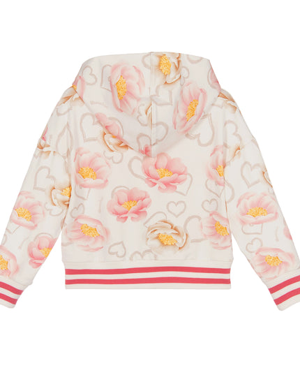 Kids Atelier-Monnalisa-White Floral Print Hoodie