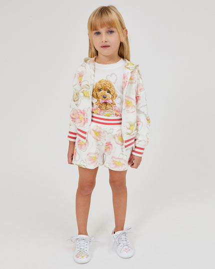 Kids Atelier-Monnalisa-White Floral Print Hoodie