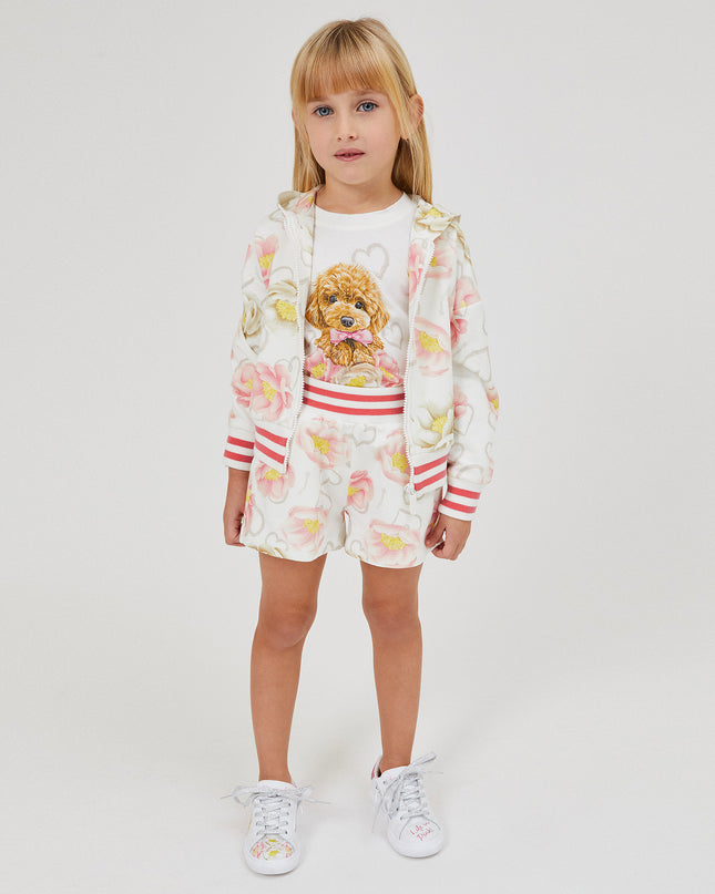 Kids Atelier-Monnalisa-White Floral Print Hoodie