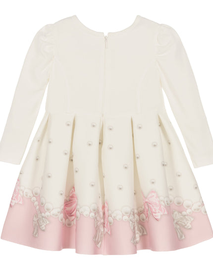 Ivory & Pink Pearl Bow Dress