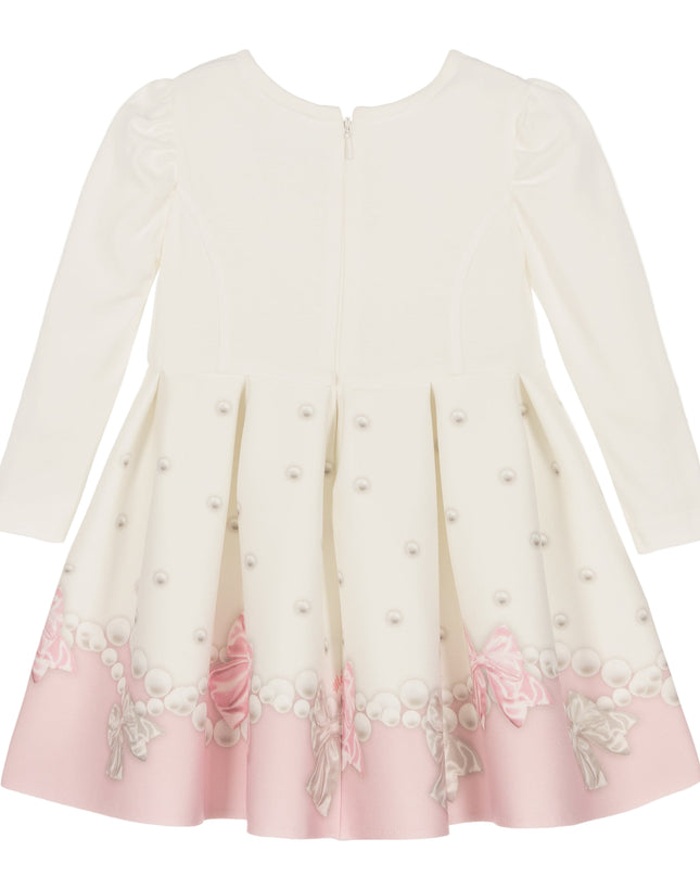 Ivory & Pink Pearl Bow Dress