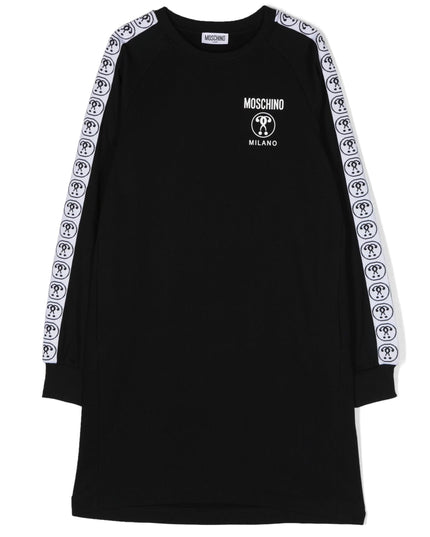 Kids Atelier-Moschino-Black Monogram Tape Dress