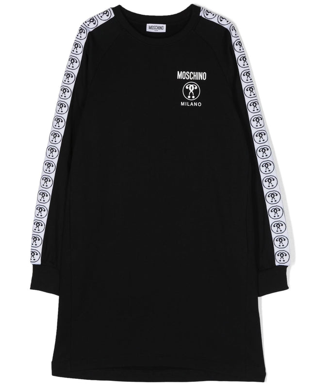 Kids Atelier-Moschino-Black Monogram Tape Dress