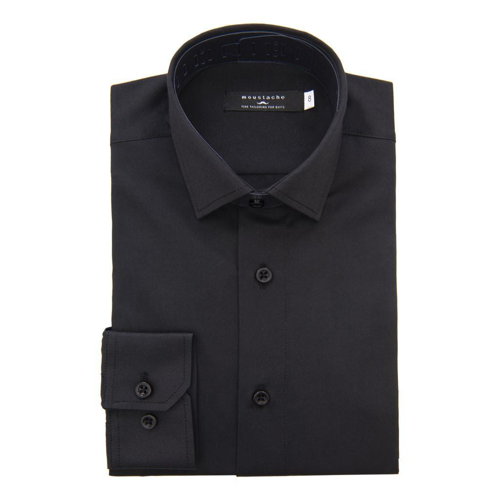 Black Solid Dress Shirt 3Y / Black by Kids Atelier Black Solid Dress Shirt 3Y / Black by Kids Atelier
