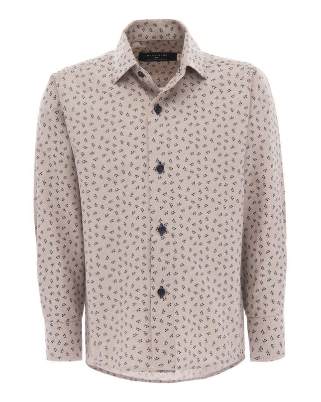 kids atelier-moustache-kid-boy-baby-beige-dandelion-print-dress-shirt-22m07-beige