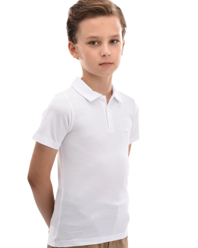 White Solid Logo Polo