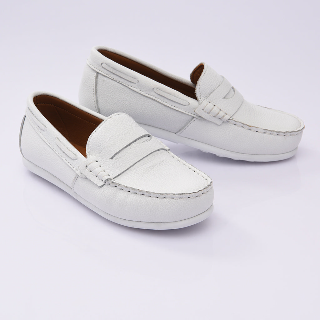 White Leather Penny Loafers kids atelier - Main Image