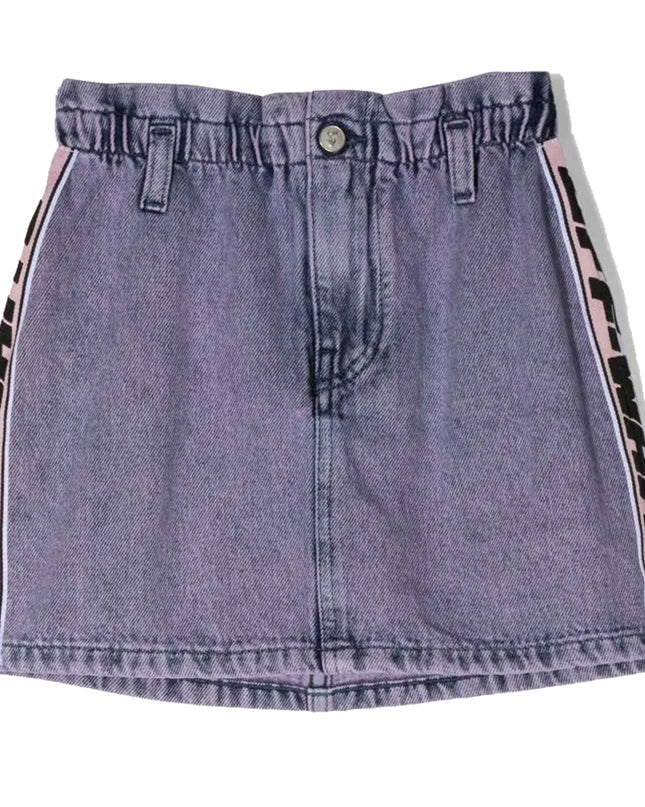Kids Atelier-OFF White-Logo Denim Skirt