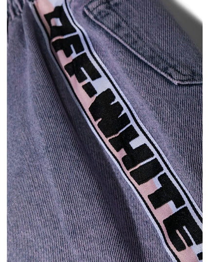 Kids Atelier-OFF White-Logo Denim Skirt