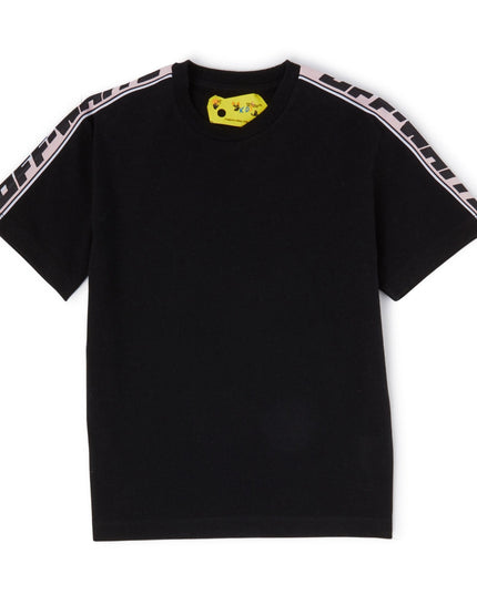Kids Atelier-Off White-Black Logo Stripes T-Shirt
