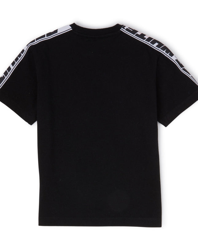 Kids Atelier-Off White-Black Logo Stripes T-Shirt