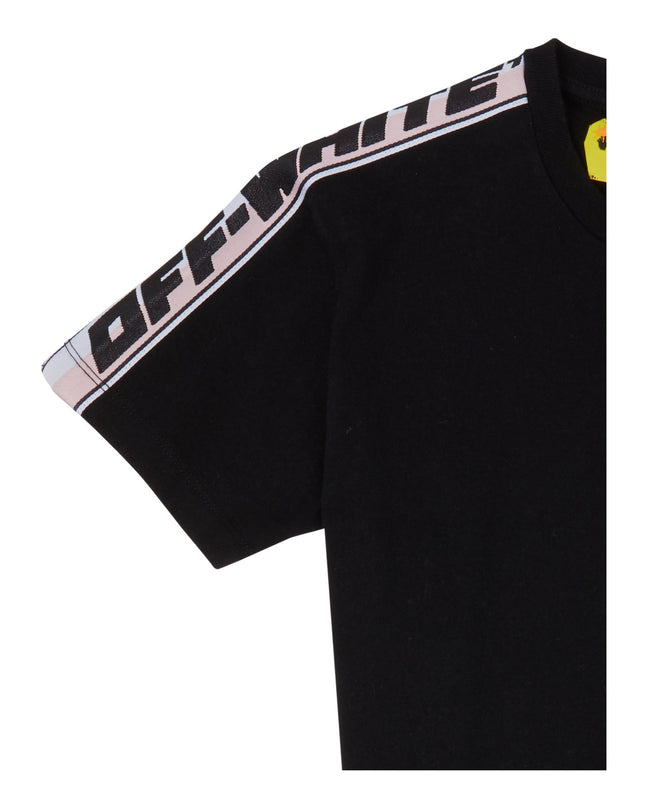 Kids Atelier-Off White-Black Logo Stripes T-Shirt