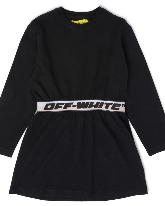 Kids atelier-Off White-Black Logo Band Dress