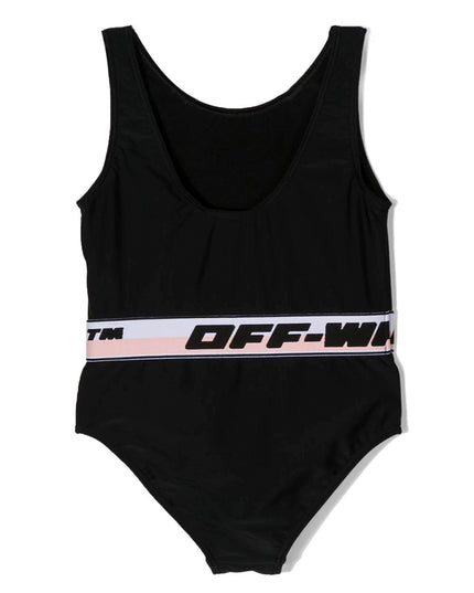 Kids Atelier-Off White-Black Swimsuit