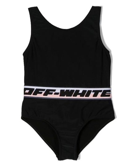 Kids Atelier-Off White-Black Swimsuit