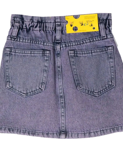 Kids Atelier-OFF White-Logo Denim Skirt