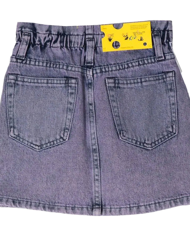 Kids Atelier-OFF White-Logo Denim Skirt