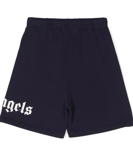 Kids Atelier-Palm Angels-Overlogo Navy Sweatshorts