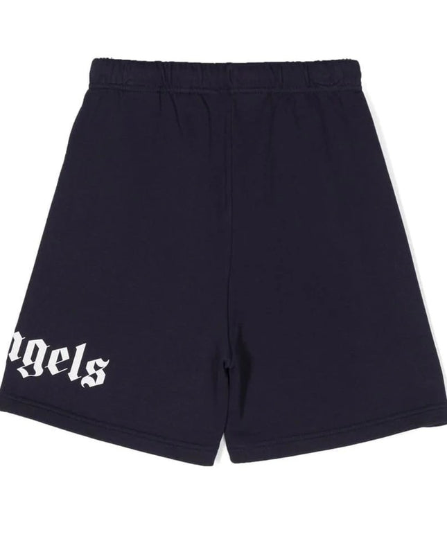 Kids Atelier-Palm Angels-Overlogo Navy Sweatshorts