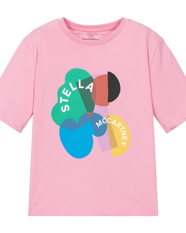Kids Atelier-Stella McCartney-Pink Shapes Logo Graphic T-Shirt