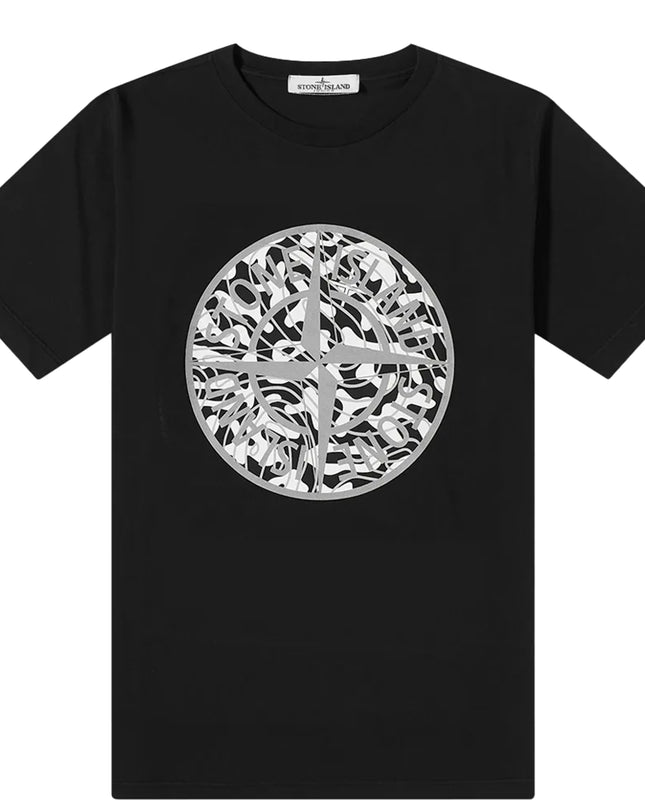 Kids Atelier-Stone Island-Black Camo-Filled Compass T-Shirt