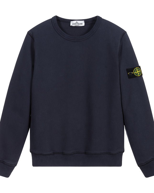 Kids Atelier-Stone Island-Navy Blue Crewneck Sweatshirt