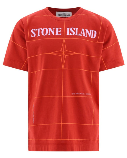 Kids Atelier-Stone Island-Red Graphic Logo T-Shirt