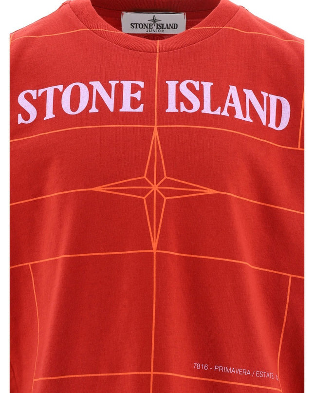 Kids Atelier-Stone Island-Red Graphic Logo T-Shirt