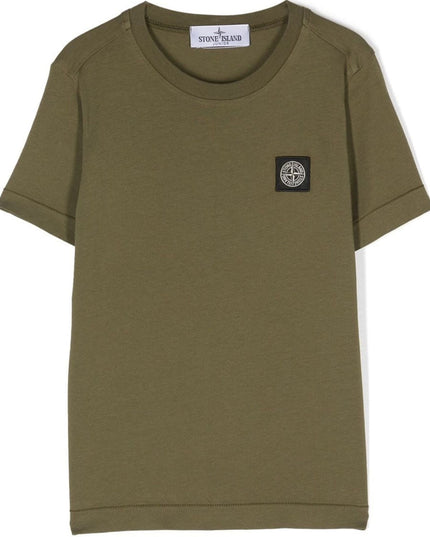 Kids Atelier-Stone Island-Military Green Logo T-Shirt