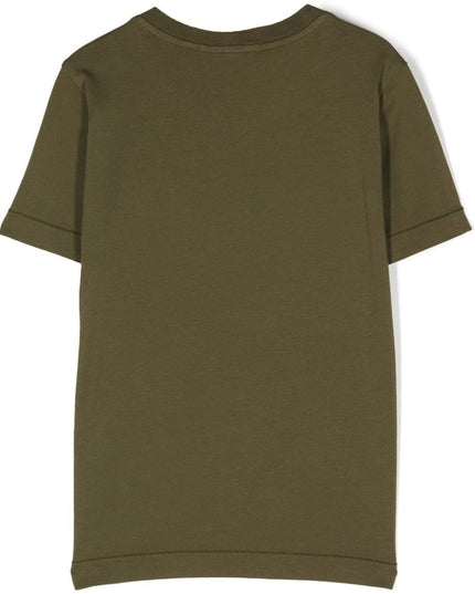 Kids Atelier-Stone Island-Military Green Logo T-Shirt