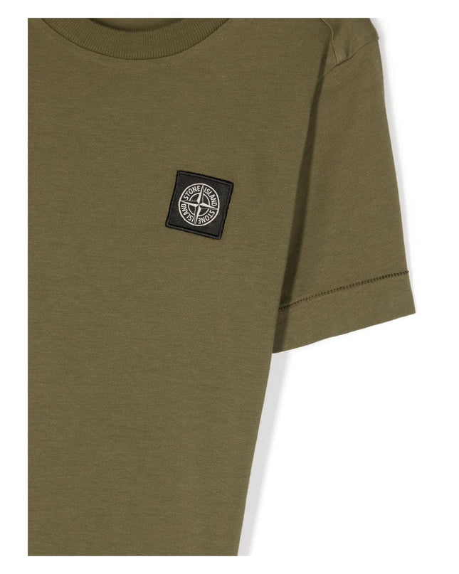 Kids Atelier-Stone Island-Military Green Logo T-Shirt