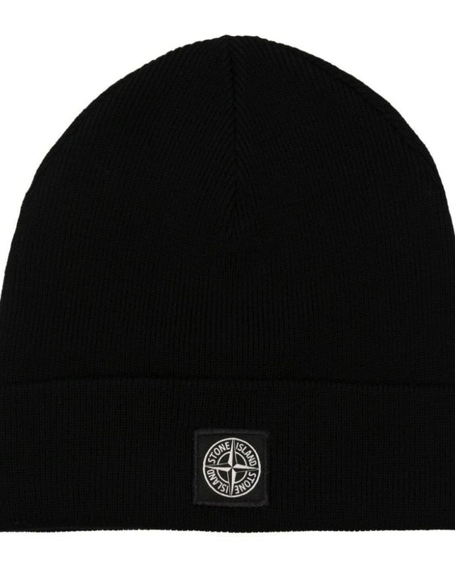 Kids Atelier-Stone Island-Black Logo Beanie