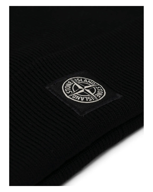 Kids Atelier-Stone Island-Black Logo Beanie