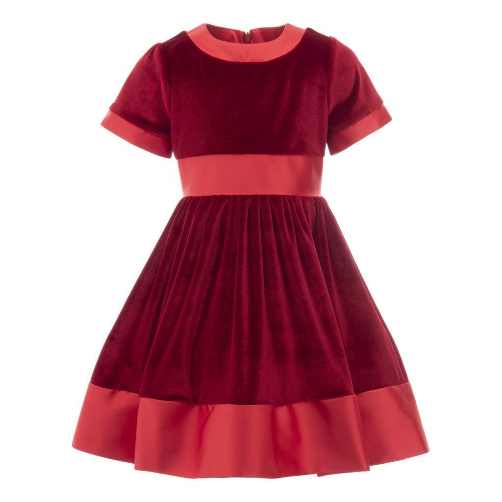 Red Velvet Satin Dress 3Y / Red Ruby Red Velvet Satin Dress 3Y / Red Ruby
