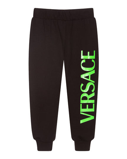 Kids Atelier-Versace-Black & Green Logo Print Sweatpants