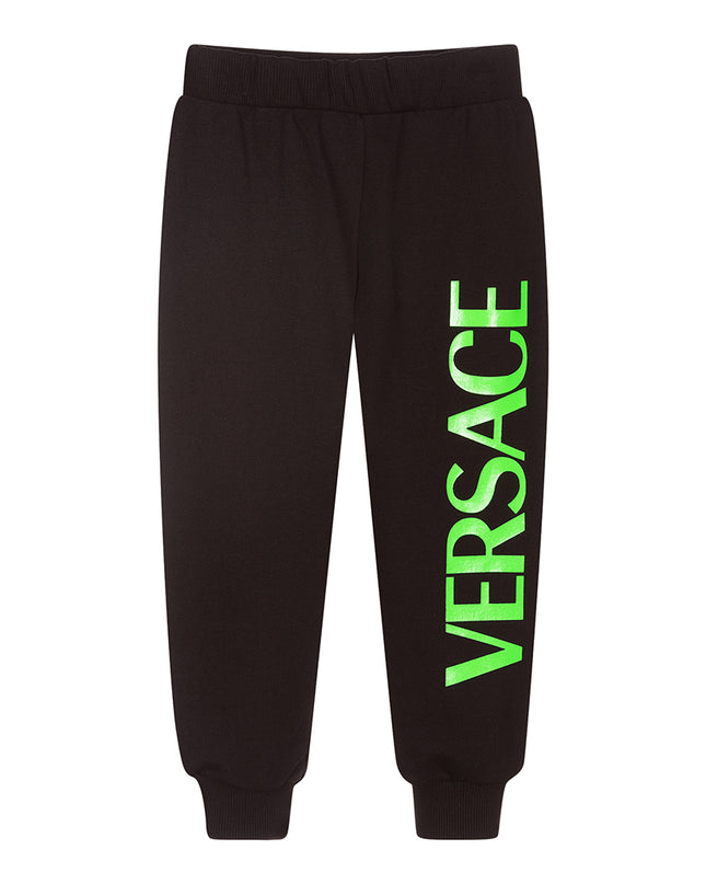 Kids Atelier-Versace-Black & Green Logo Print Sweatpants