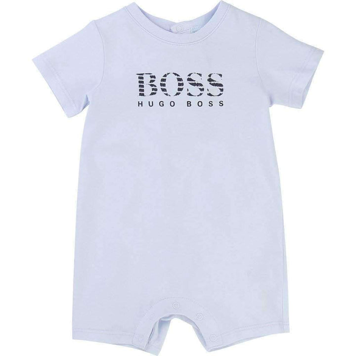 Baby Blue Short Sleeve Bodysuit-Bodysuits-BOSS-kids atelier