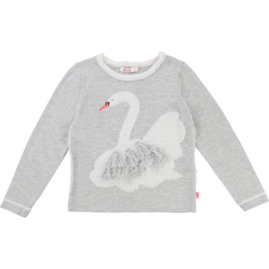 Billieblush Gray Swan Knit Sweater-Shirts-Billieblush-kids atelier