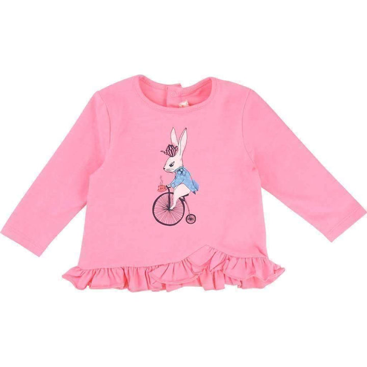 Billieblush Pink Bicycle Rabbit Shirt-Shirts-Billieblush-kids atelier