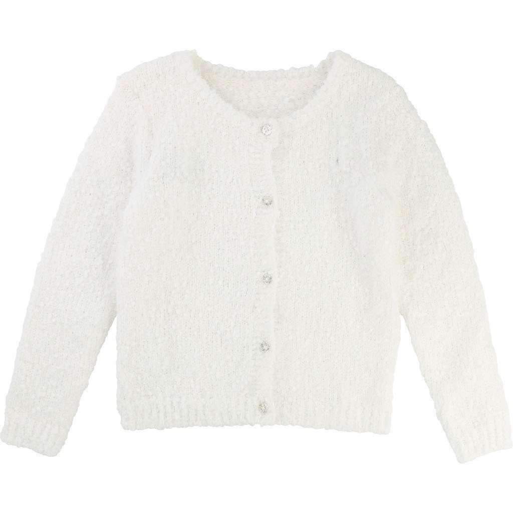 Billieblush White Chenille Knitted Cardigan-Outerwear-Billieblush-kids atelier