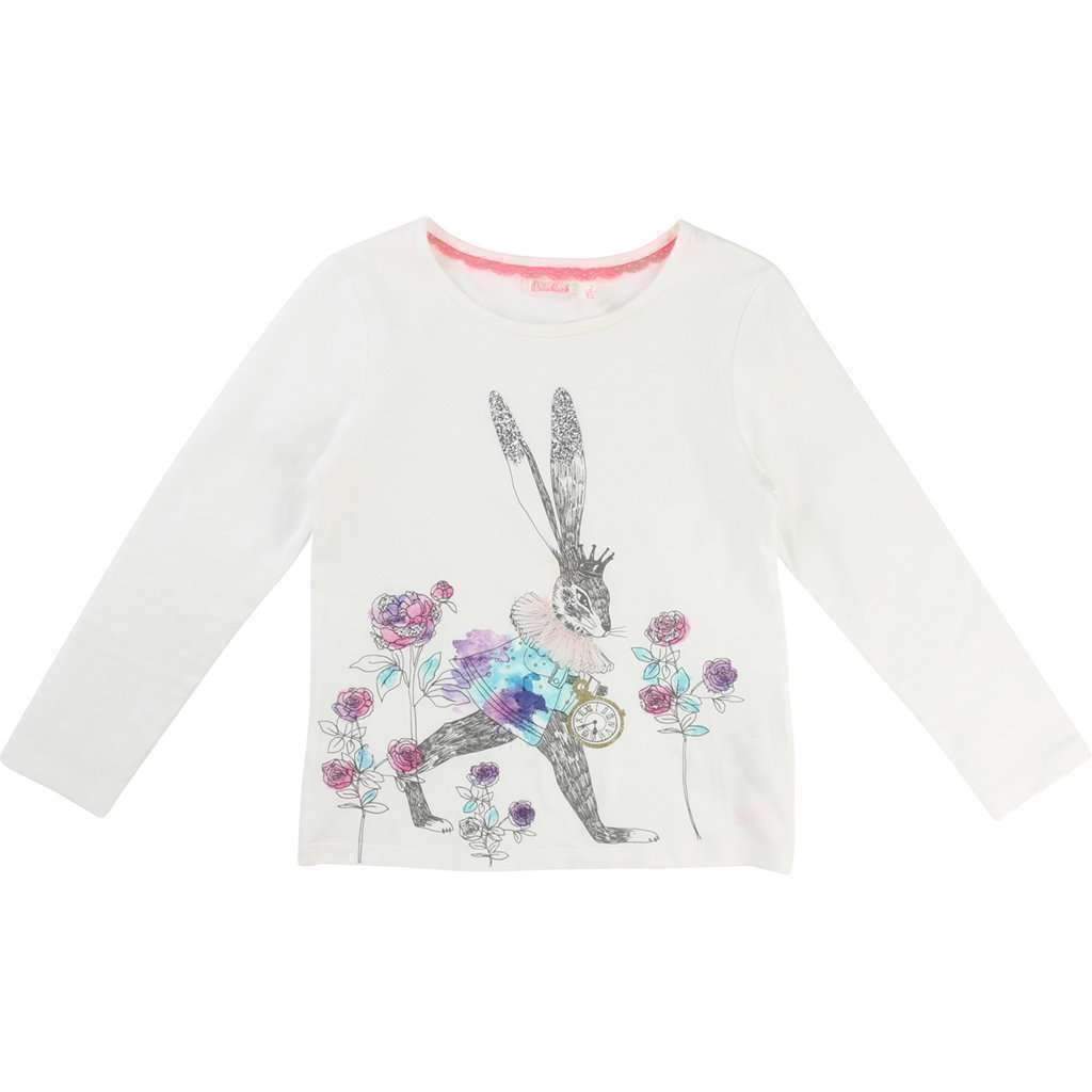 Billieblush White Rabbit Jersey Shirt-Shirts-Billieblush-kids atelier