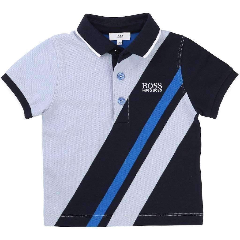 Black & Blue Striped Polo-Shirts-BOSS-kids atelier
