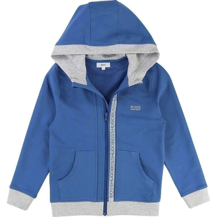 Blue Fleece Sweat Jacket-Outerwear-BOSS-kids atelier