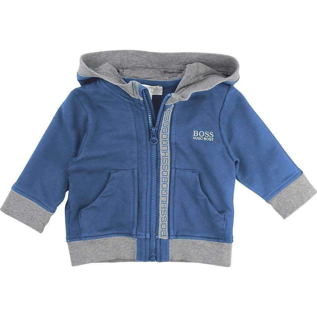 Blue & Gray Hoodie Jacket-Outerwear-BOSS-kids atelier