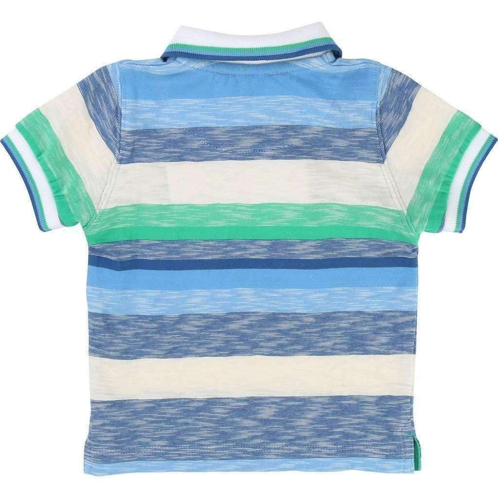 Blue & Green Striped Polo-Shirts-BOSS-kids atelier