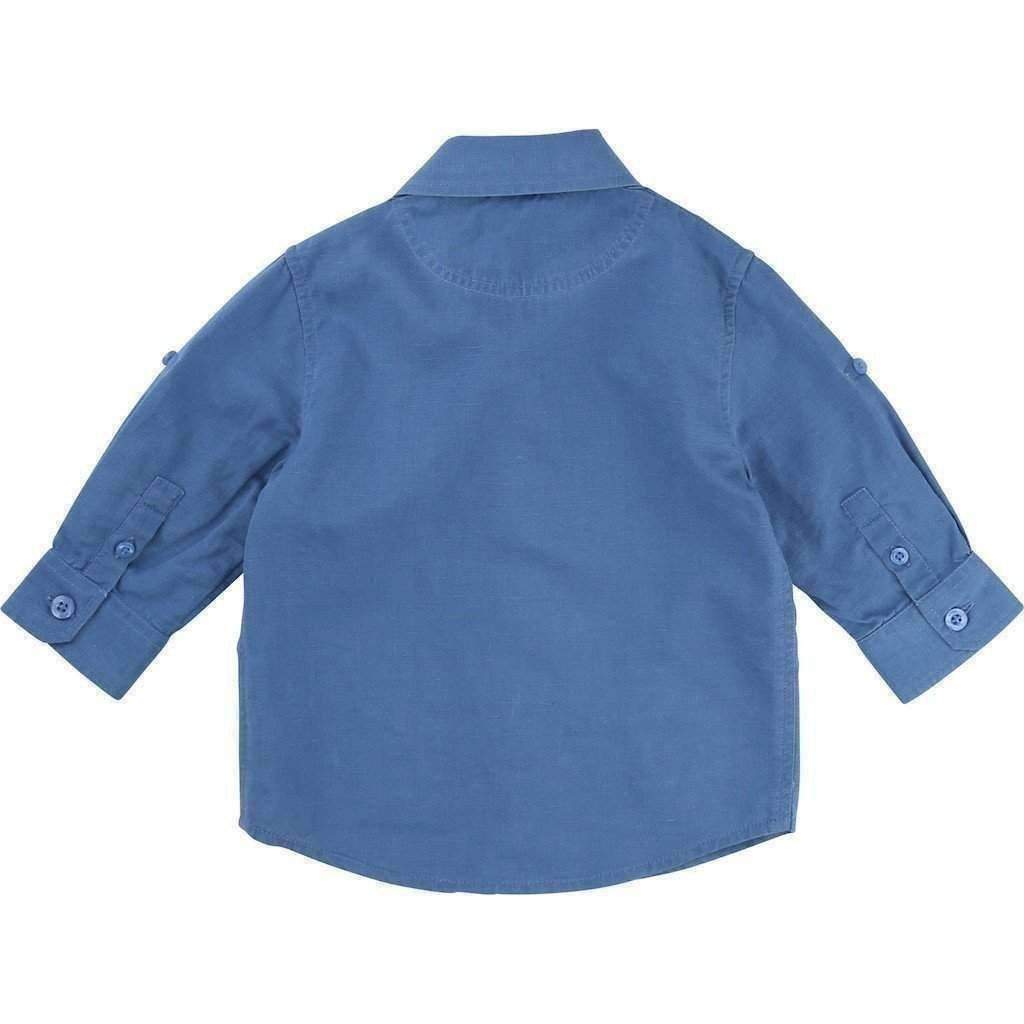 Blue Linen Shirt-Shirts-BOSS-kids atelier
