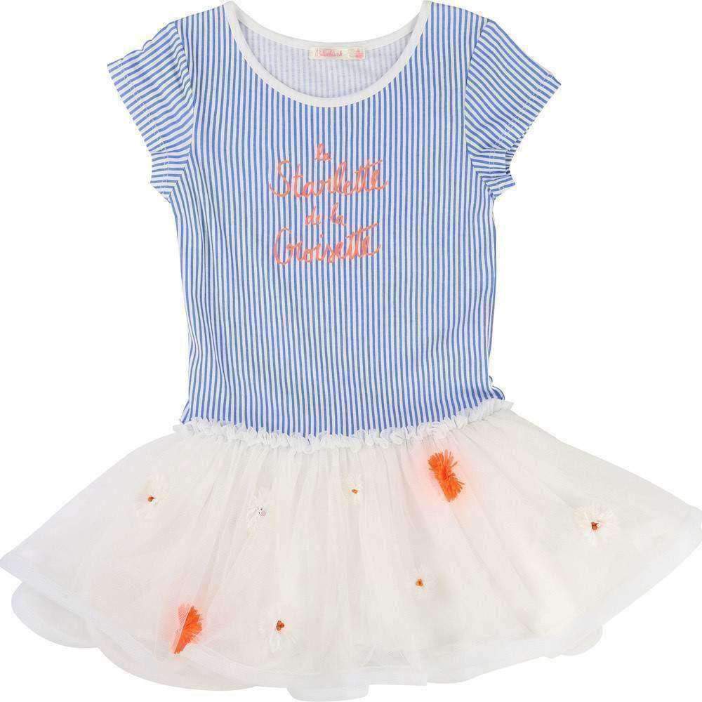 Blue Striped Frill Dress-Dresses-Billieblush-kids atelier