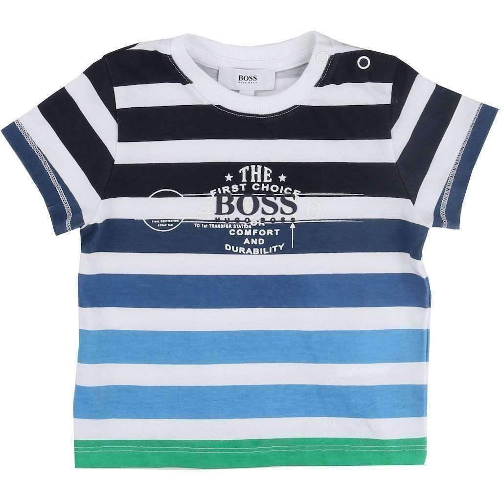 Blue Striped T-Shirt-Shirts-BOSS-kids atelier